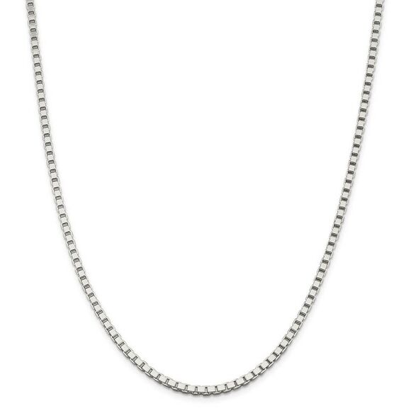 3mm Sterling Silver Solid Classic Box Chain Necklace, 22 Inch - Picture 2 of 8